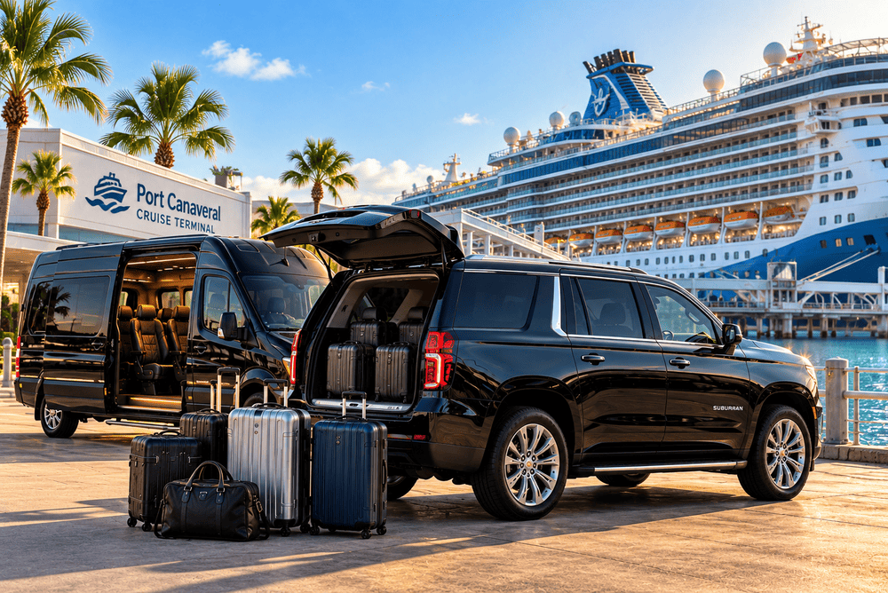 Comfortable SUV or passenger van with luggage